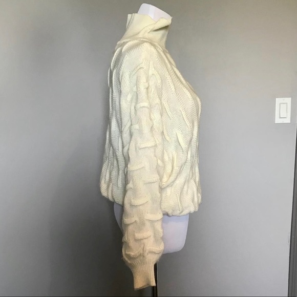 Ivory Angora Blend Ruched Batwing Sweater - Picture 4 of 6